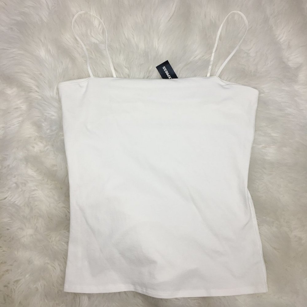 EXPRESS Square Neck Best Loved Bra Cami in white L NWT STILL SEALED IN BAG #0567